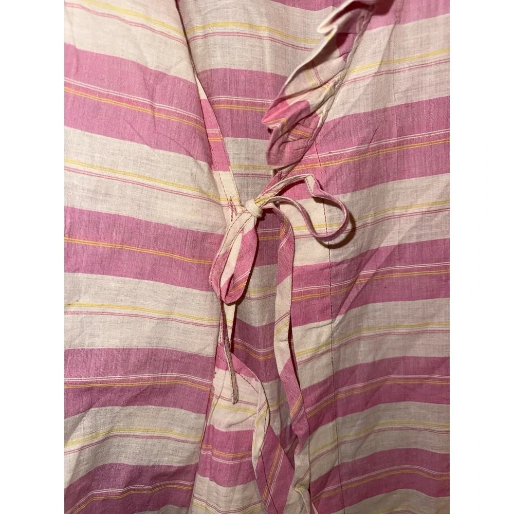 Bloomingdale's Cotton Robe‎ , Ruffles Pockets , Striped , Tie, Lightweight NWT